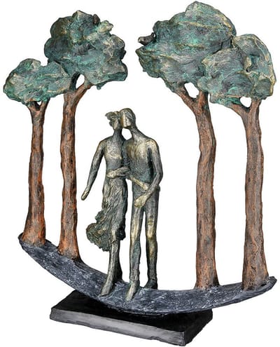 Gilde - Beeld - Stel onder de bomen - Sculpture - 3D Sculptuur - Moderne Woondecoratie - Kunst voor binnen - Decoratie 30cm