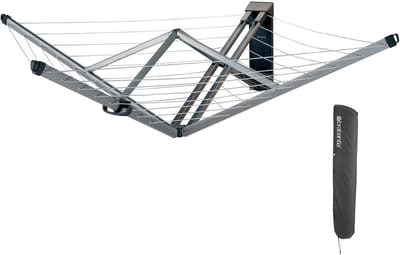 Brabantia WallFix Wanddroogrek - met Beschermhoes - 24 m - Metallic Grey