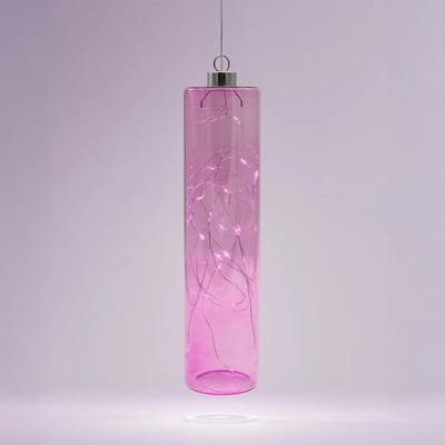 LED glazen hanglamp - Decoratieve hanglamp - Sfeerverlichting binnen - Met timerfunctie - 24 x 6 cm - Lavendel paars