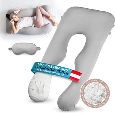 Zijslaapkussen - Zwangerschapskussen - Comfortabel slapen - Vormvast traagschuim - 130 x 70 cm - Platinagrijs