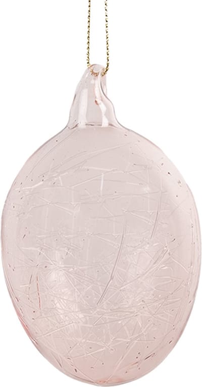 Clayre & Eef Paashanger Ei Ø 6x10 cm Roze Glas