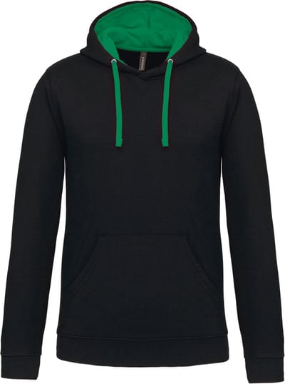Kariban Hooded sweater met contrasterde capuchon K446 - Black / Light Kelly Green - XS