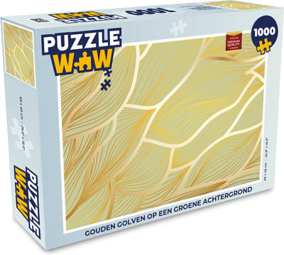 Puzzel Gouden golven op een groene achtergrond - Legpuzzel - Puzzel 1000 stukjes volwassenen