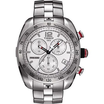 Tissot Sports Serie Kwarts Uurwerk Casual Sport 100M Waterbestendig Chronograaf Datumweergave Horloge Herenhorloges Zilver T076.417.11.037.00 Regular Watch Box,Silver Strap gray