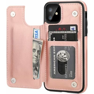 ShieldCase Hoesje geschikt voor Apple iPhone 11 wallet case - roze - Stijlvol Telefoonhoesje - Duurzame Bescherming - Multifunctionele Wallet Hoes - Hoogwaardig materiaal