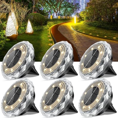 Set van 6 Waterdichte Solar Tuinverlichting met 8 LED's voor Paden, Tuinen en Terrassen