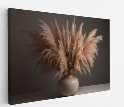 Saammp Canvas Schilderij - Pluimen in een vaas - Bloemen - Natuur - 45x30 - Foto op canvas - Wanddecoratie - Muurdecoratie Woonkamer - Kantoor Decoratie