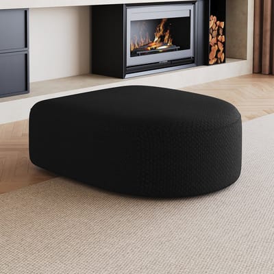 OKWISH Ottoman - Direct Gebruiksklaar Zonder Montage - Comfortabele Extra Zitplek Voor Woonkamer Of Slaapkamer - Stof - Zwart