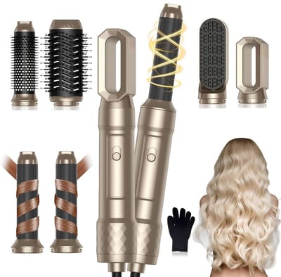 KAD® Warmteborstel - 3-in-1 Föhnborstel & Warmteborstel - Professionele Styling Tool voor Volume & Krul - Goud - 19cm x 25cm x 34cm