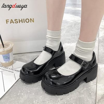 Schoenen Lolita Schoenen Dames Schoenen in Japanse Stijl Dames Vintage Meisjes Hoge Hak Platform Schoenen College Student 39 zwart