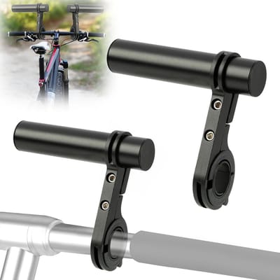 2 Zwarte Handremverlengstukken voor Fiets en Motor - 10 cm Lang - Geschikt voor Stuurdiameters tot 32 mm - Inclusief Montagebeugel - Universeel Toepasbaar - Eenvoudige Installatie