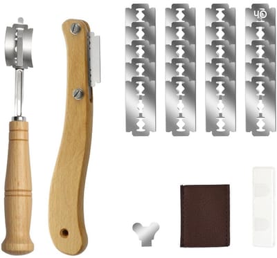 EXCITAT Keukengereedschap voor het snijden van brood - Broodmessenset - Broodmessen - Deegmes - Geschikt voor rechte en gebogen sneden - Inclusief 10 messen en leren etui