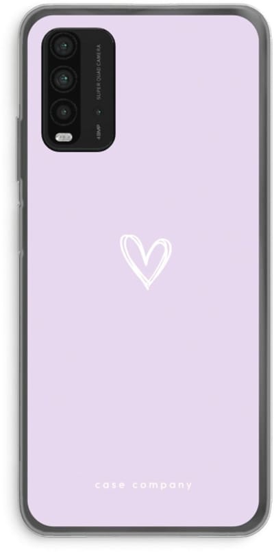 Case Company® - Hoesje geschikt voor Xiaomi Redmi 9T hoesje - Klein hartje paars - Soft Cover Telefoonhoesje - Bescherming aan alle Kanten en Schermrand