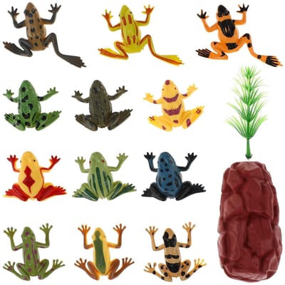 Dailygoods- Kikker Miniatuur Set - 12 Stuks - Realistische Kikker Figuren - Speelgoed voor Kinderen - Decoratie voor Feestjes - Milieuvriendelijke Verf - Speelgoedfiguur