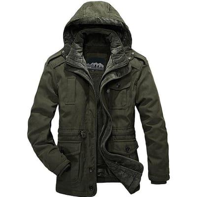 Warme katoengevoerde kleding, Heren Medium en Lang Haar-verwijderbare voering katoengevoerde jassen XXXXL black