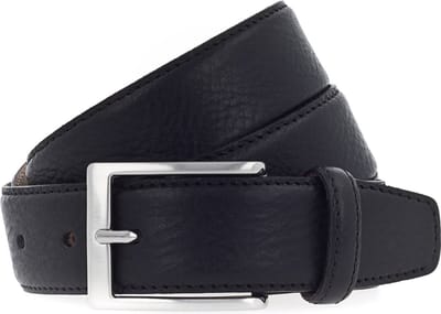 Vanzetti Leren Riem Dresscode: Business 35mm Cambered Full Leather Belt W110 Black Zwart
