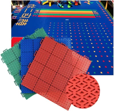 Modulaire Vloertegels - In elkaar grijpend - Sportveld Aanleggen - Weerbestendig Ontwerp - 34 cm - Blauw