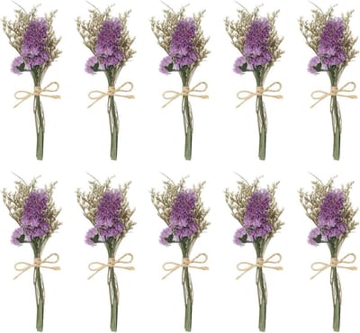 Gedroogd boeket - Mini bloemen - Huis decoreren - Natuurlijke wilde bloemen - 10 stuks - Donkerpaars