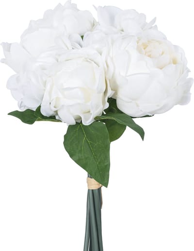 Easyplants | Kunstboeket mix bloemen Real Touch Wit 30 cm | Zijde | Nepbloemen | wit | Onderhoudsvrij | Kant-en-klaar