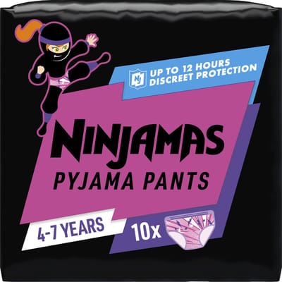 Ninjamas Pyjama Pants Luierbroekjes Meisje - 10 Nachtluiers voor Bedplassen - 4-7 Jaar