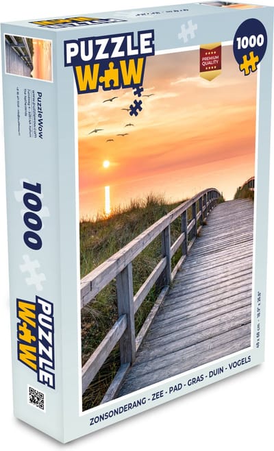 Puzzel Zonsonderang - Zee - Pad - Gras - Duin - Vogels - Legpuzzel - Puzzel 1000 stukjes volwassenen