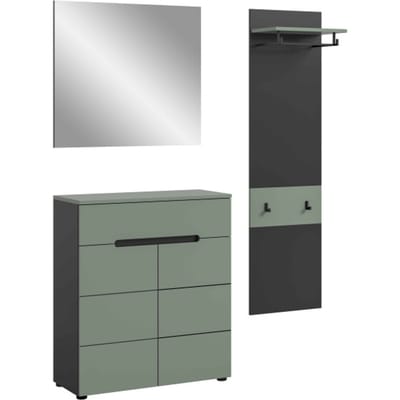 Furnilux Garderobecombinatie in smoke green stijlvolle entree met spiegel en ladekast