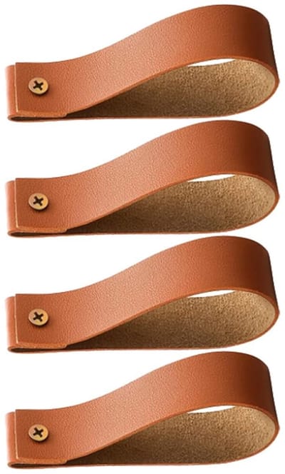 JHUBERS- Wandhaken 4 Stuks - Lederen Ophanghaken - Wandhaken voor Keuken/Badkamer - Handdoek/Sjaal Hanger - Muurbevestiging - Praktische Oplossingen - Wandbeugels