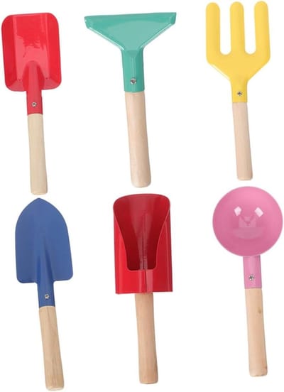 Tuingereedschap Kinderen - Strandschep Zandschep - Buiten Spelen - Hout Metaal Combinatie - 21 cm - Diverse Kleuren