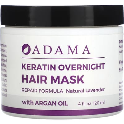 Adama, Keratine Nachtmasker voor Haar, Natuurlijke Lavendel, 120 ml(4 fl oz) black