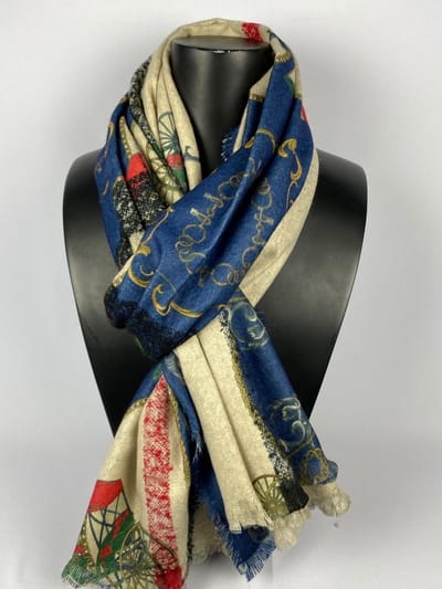 Wintersjaal met klassieke print en bb 2 kanten print
