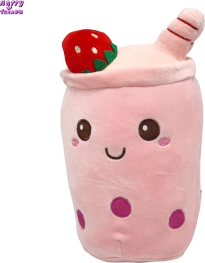 Happy Trendz® Bubble Tea Plushe Knuffels - Kawaii Kussen Pakket - Extra Lange Bubble Tea Knuffel 25cm Boba Knuffel- Roze - Squishy- Kawaii - musthave - Quality
