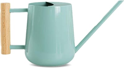 Gieter Roestvrij Staal - Kleine Waterkan - Planten Water Geven - Lange Tuit Houten Handvat - 1 Liter Capaciteit - Blauw