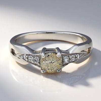 Cavill - Zilveren Ring - 925 Sterling Zilver - 0,37 ct Roemeense Spectroliet - 0,108 ct Witte Topaas Rond Briljant - Elegant & Tijdloos Design