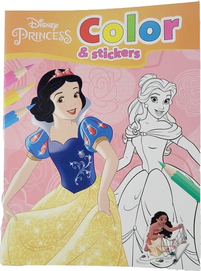 DISNEY PRINCESS KLEURBOEK MET STICKERS - 32 KLEURPLATEN - 2 STICKERVELLEN