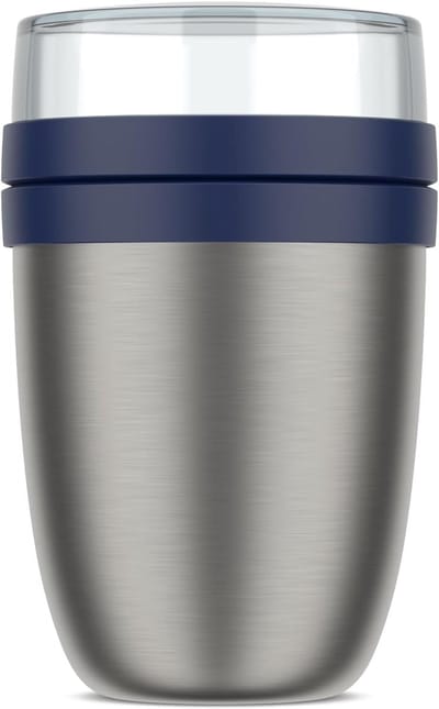 Famanu – Geïsoleerde lunchpot - thermos - yoghurtbeker en soepbeker - 500+200 ml - 6-8 uur warm - 12 uur koud - blauw
