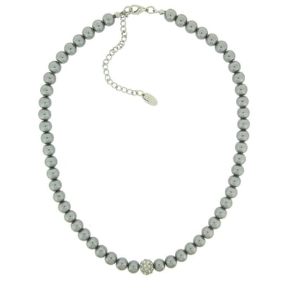 Behave - Parelketting - Grijze Parels met Steentjes - Zilverkleur