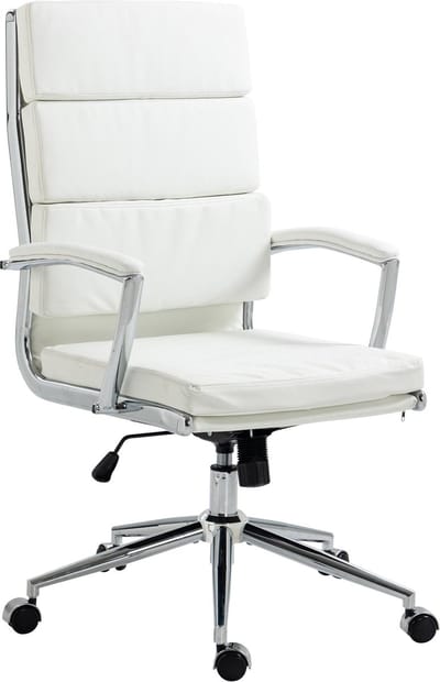 CLP Cleveland Bureaustoel - Ergonomisch - Voor volwassenen - Met schommelfunctie - Met verchroomd frame - wit Kunstleer