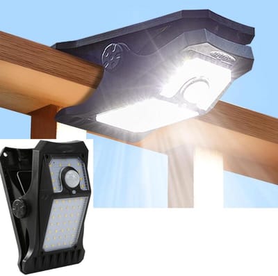 Klemlamp - Buitenwandlampen - Zonne-energie bewegingssensorlampen voor buiten - waterdichte zonne-energie klemlampen voor buiten - Voor buiten,gaashekwerk en kamperen - Kan worden opgeladen via zonne-energie of via USB - 1500mAh - 45 LED's