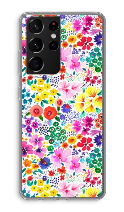 Case Company® - Hoesje geschikt voor Samsung Galaxy S21 Ultra hoesje - Little Flowers - Soft Cover Telefoonhoesje - Bescherming aan alle Kanten en Schermrand