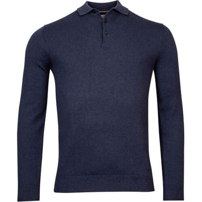 Baileys Trui Cotton Cashmere Pullover Polo Collar Buttons Single Knit Dark Blue / male