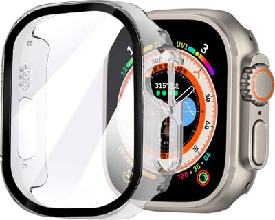 Strap-it Geschikt voor Apple Watch Ultra hard Case - AW Ultra case incl glas met glas - transparant - hoesje - beschermhoes - protector - bescherming