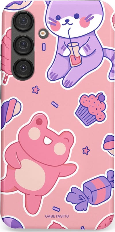 Casetastic hoesje geschikt voor Samsung Galaxy S25 Plus - Dubbellaagse bescherming - Snoepvriendjes - Fashion Case - Lichtroze Lavendel Koraal