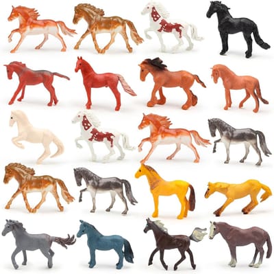 20 Mini Figuren Set - Realistische Paard Figuren voor Boerderij Decoratie, Cadeau en Taartversiering