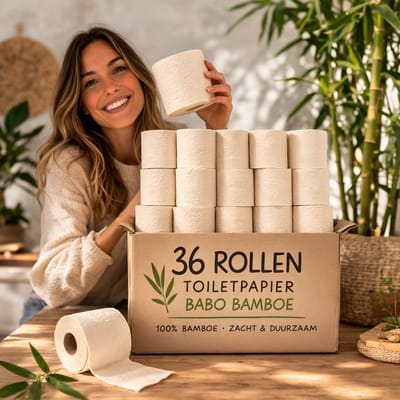 Bamboe Toilet Paper 3 laags, 200 vellen (36 Rollen = 72 Rollen) ( 36 x 200 = 7200 vellen )