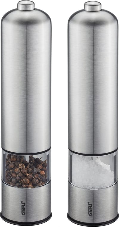 GEFU TRICO Elektrische Peper- en Zoutmolen Set – 2 Stuks – Keramisch Maalwerk – Traploos Instelbaar – LED Verlichting
