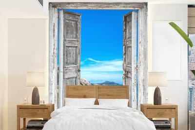 Behang - Fotobehang Strand - Tropisch - Zomer - Doorkijk - Zee - Breedte 165 cm x hoogte 220 cm