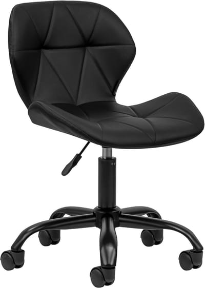 Salonstoel met Wielen Verstelbaar Zwart – Met Rugleuning – Draaibaar – Beauty- en Werkstoel met Zwarte Basis 4Rico QS-06