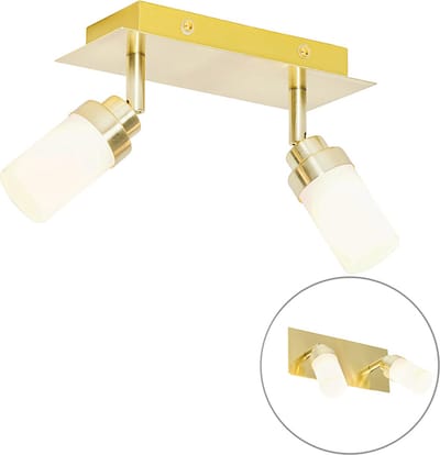 QAZQA japie - Moderne Wand en Plafondspot | Spotje | Opbouwspot voor badkamer - 2 lichts - L 22 cm - Goud/messing -