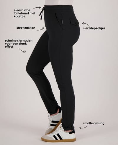 Je m'appelle Travelstof At Work Broek Slim fit Met stretch - Zwart - Maat M