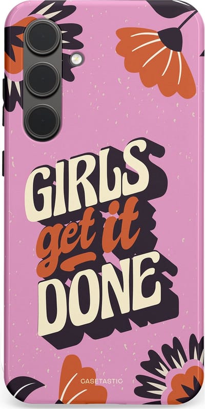 Casetastic hoesje geschikt voor Samsung Galaxy S24 Plus - Dubbellaagse bescherming - Girls get it done - Fashion Case - Lila Donkergrijs Terracotta